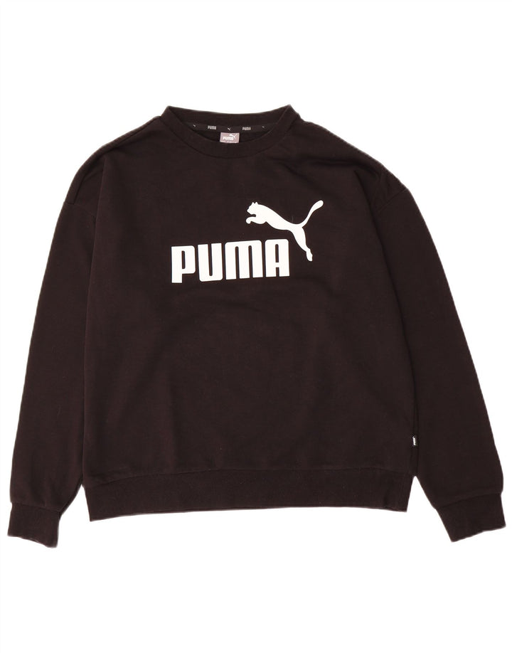 PUMA Womens Graphic Sweatshirt Jumper UK 16 Large Black Cotton