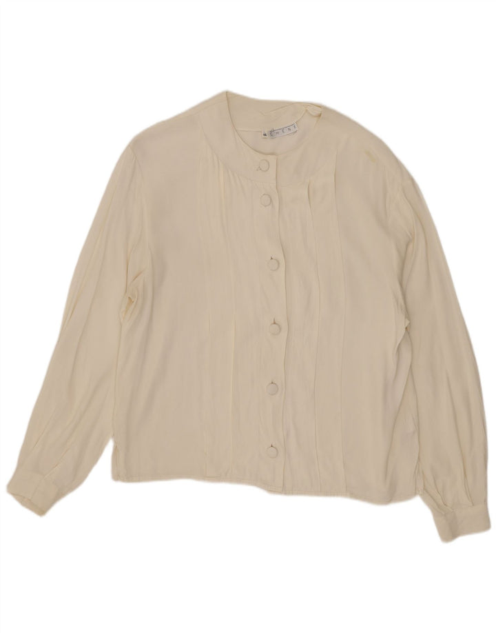 Camicia vintage da donna camicetta IT 44 acetato bianco medio