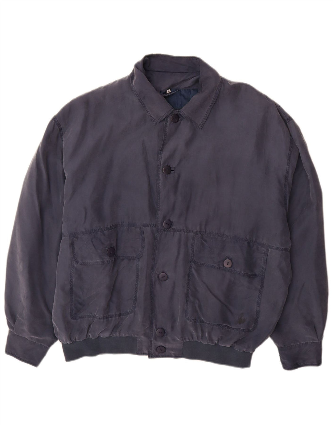 Giubbotto bomber da uomo VINTAGE IT 48 medio blu navy in seta
