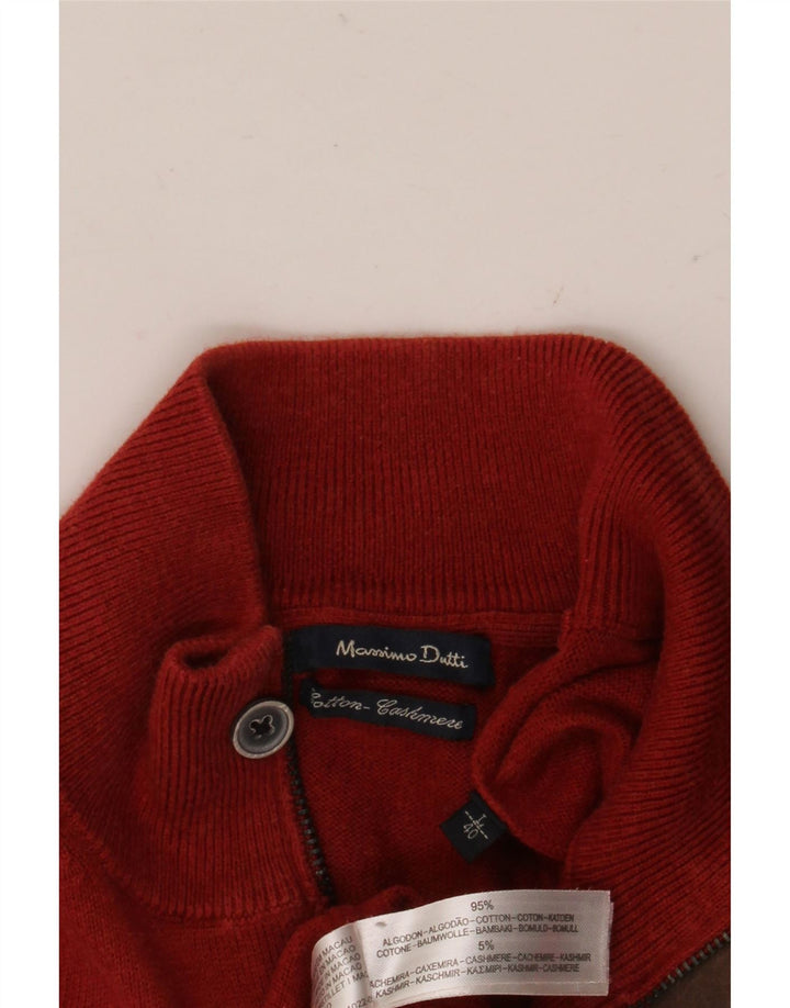 MASSIMO DUTTI Maglione da uomo con zip e collo grande in cotone rosso