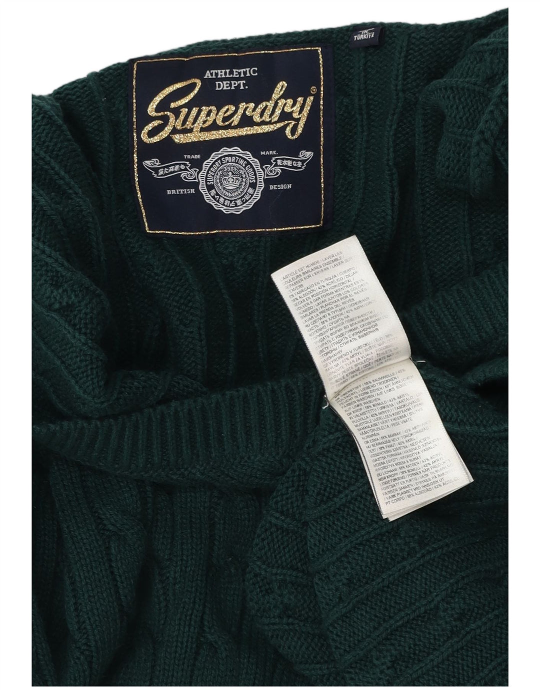 Maglione da uomo con scollo a V Superdry XL verde acrilico