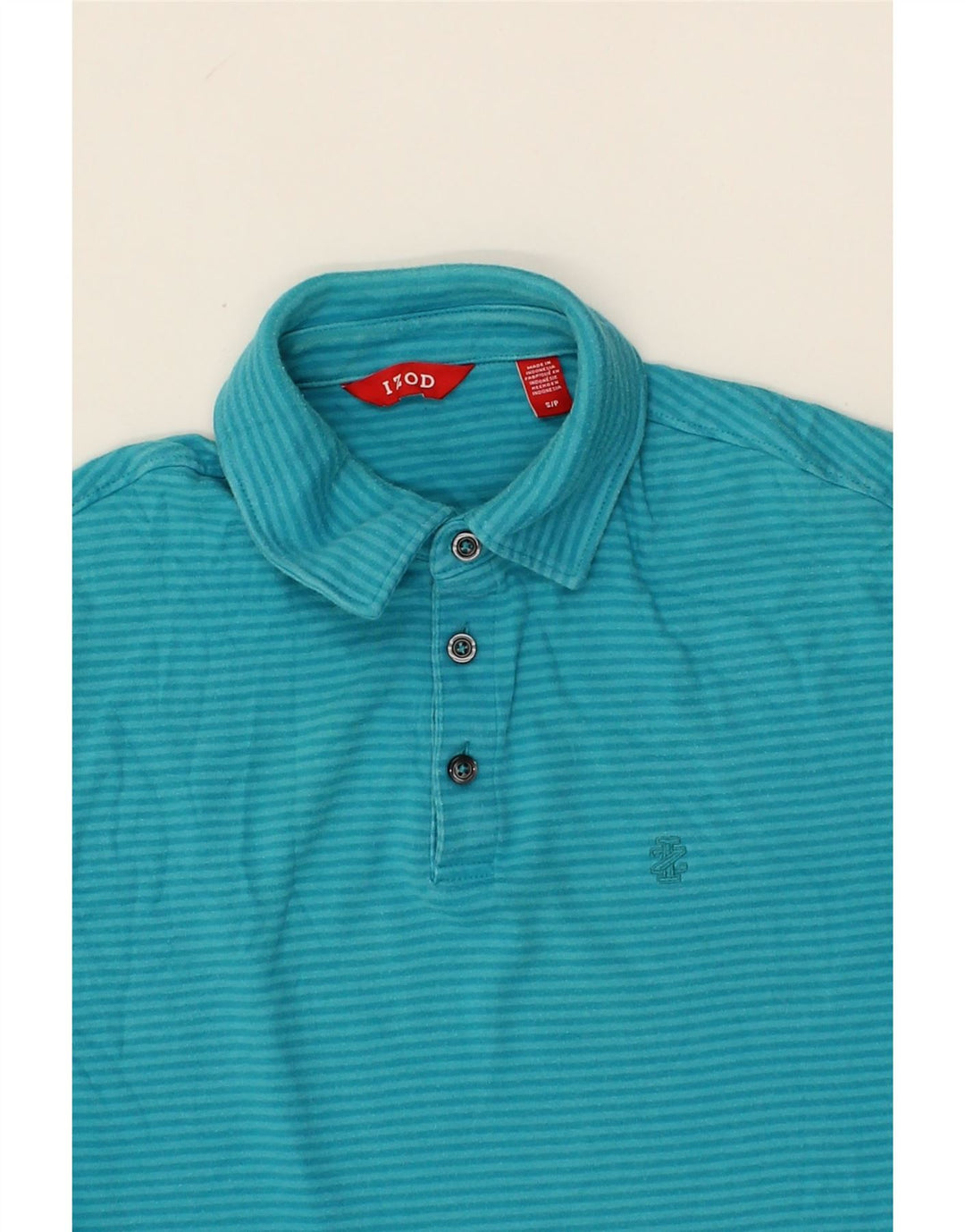 IZOD Mens Polo Shirt Small Blue Striped Cotton Vintage Izod and Second-Hand Izod from Messina Hembry 