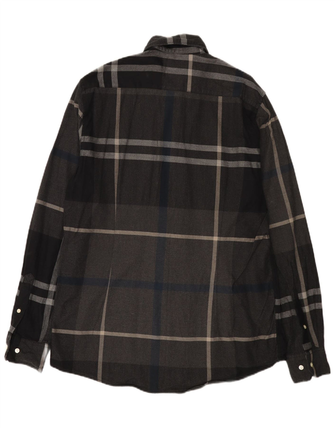 Barbour Uomo Camicia in flanella su misura in cotone a quadri grigio medio