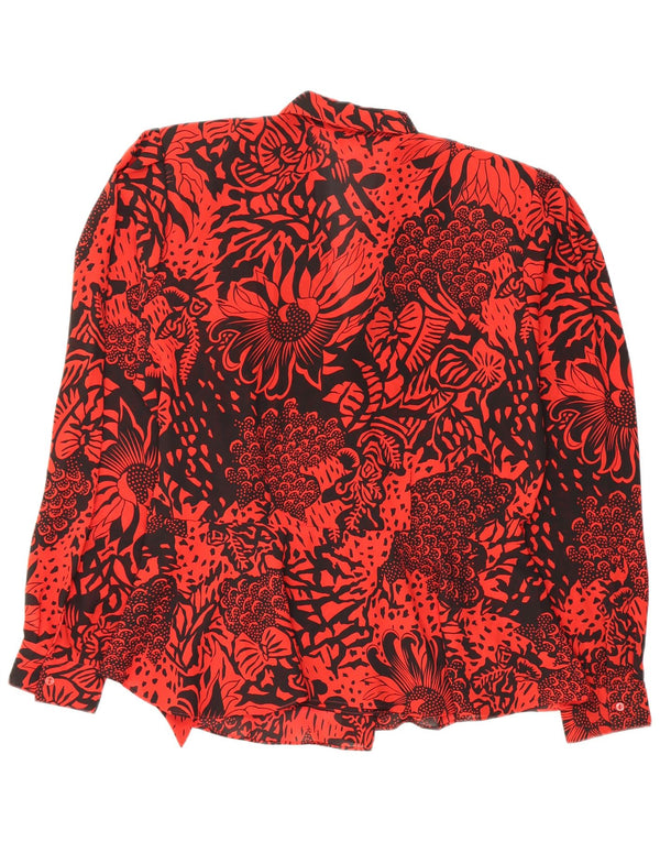 VINTAGE Womens Oversized Bow Tie Shirt Blouse EU 36 Small Red Floral