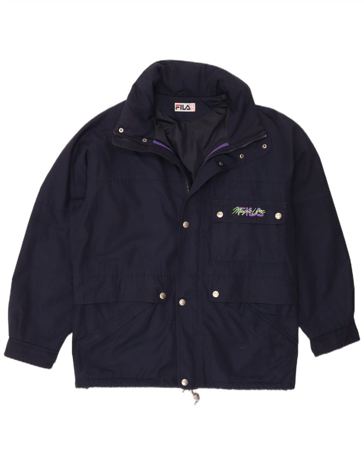 Giacca a vento con cappuccio da uomo Fila IT 48 medio blu navy poliestere retrò