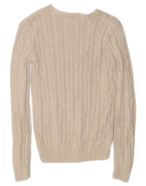 Maglione maglione con scollo a barca da donna Ralph Lauren UK 6 XS cotone bianco