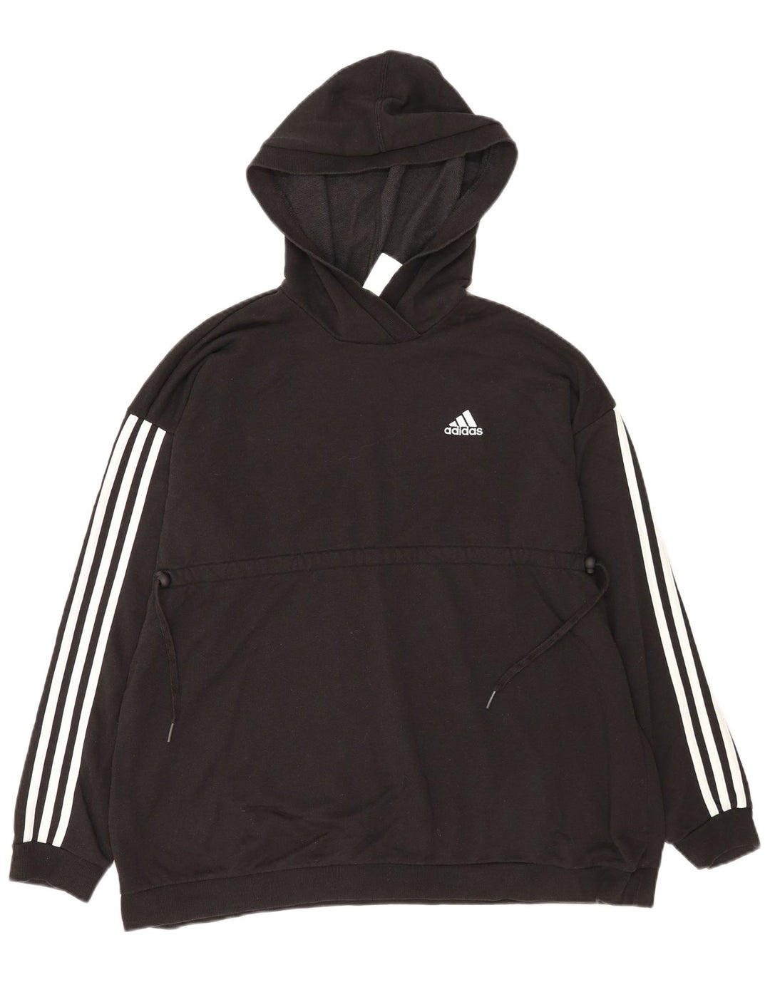 Felpa con cappuccio oversize da donna Adidas UK 12/14 cotone nero medio