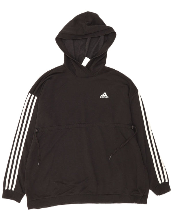 Felpa con cappuccio oversize da donna Adidas UK 12/14 cotone nero medio