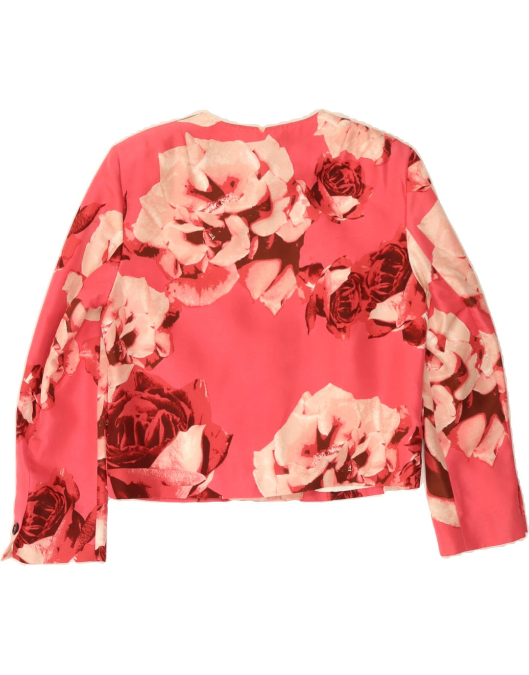 AQUASCUTUM Womens 4 Button Blazer Jacket UK 14 Medium Pink Floral Silk Vintage Aquascutum and Second-Hand Aquascutum from Messina Hembry 