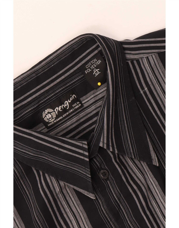 Camicia a maniche corte da uomo Penguin XL in cotone a righe grigie