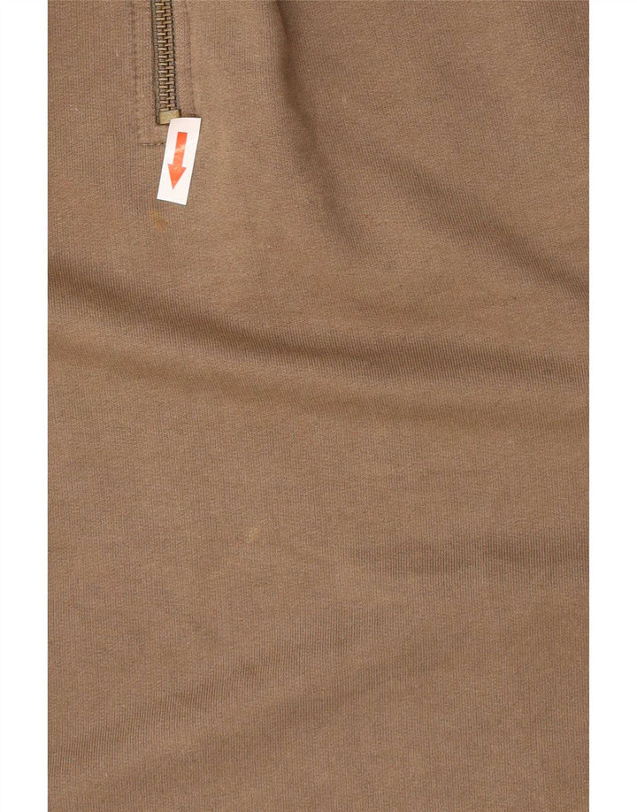 Felpa Adidas da uomo con zip sul collo, maglione grande, marrone