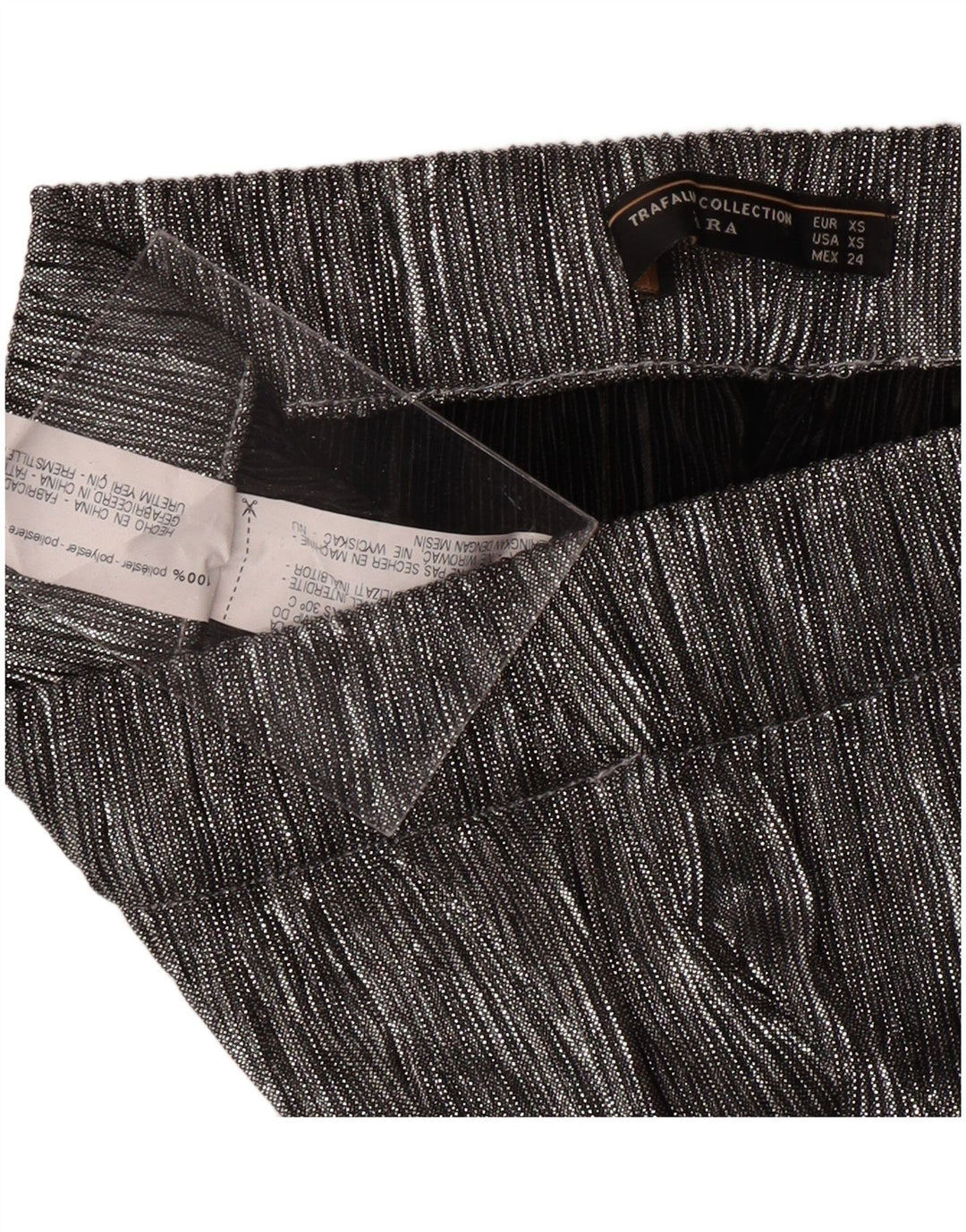 Pantaloni Capri da Donna a Gamba Larga ZARA XS W24 L20 Argento Poliestere