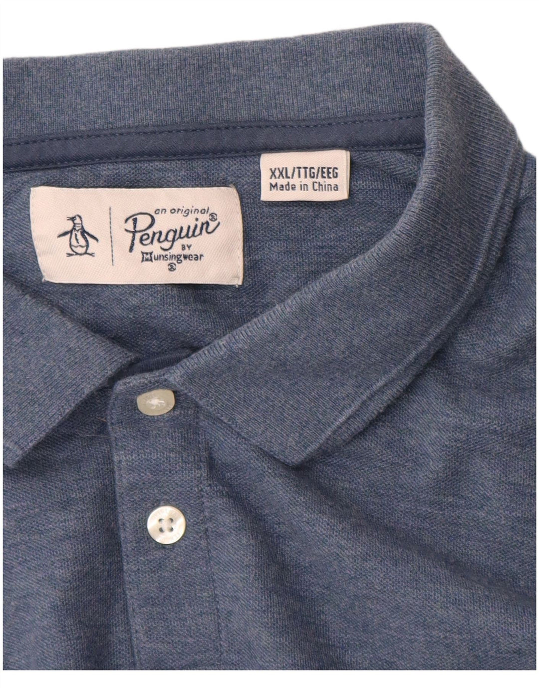 Penguin Mens Polo Shirt 2XL Blue Cotton