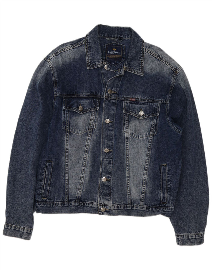 LACE WING Mens Denim Jacket UK 42 XL Blue Cotton
