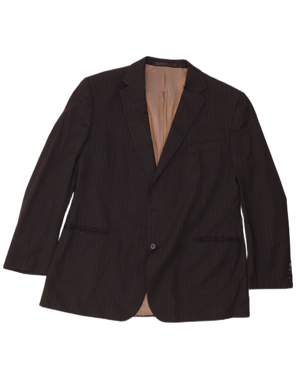 Marks & Spencer Giacca blazer a 2 bottoni da uomo UK 42 Large Black Gessato
