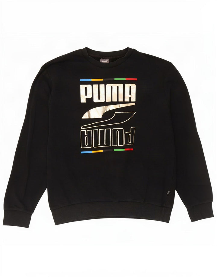 Felpa grafica da uomo Puma Maglione grande in cotone nero