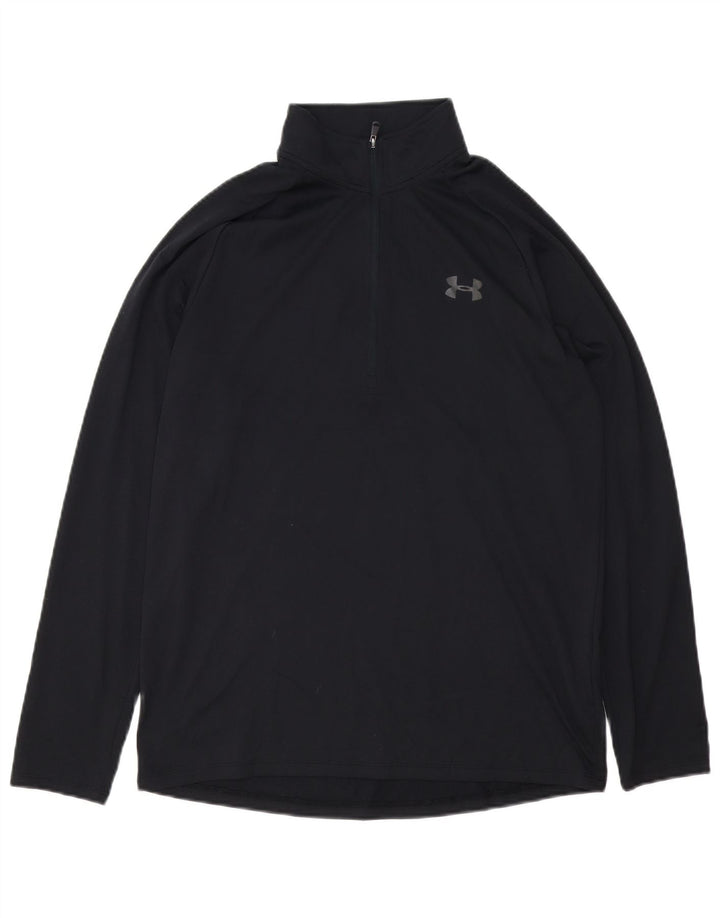 Maglietta Under Armour da uomo Heat Gear con zip e collo pullover, media, nera