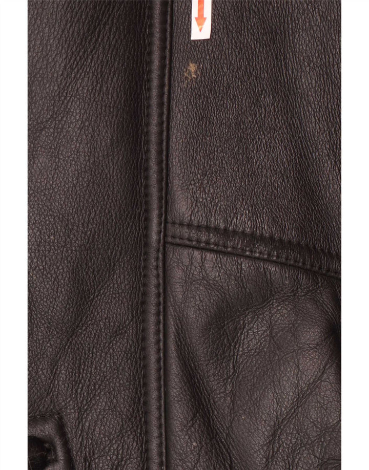 Giubbotto in shearling vintage da uomo IT 50 grande nero