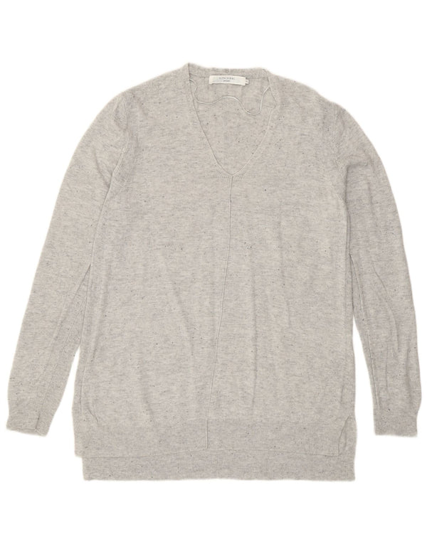 Maglione maglione con scollo a V da donna John Lewis UK 12 Nylon screziato grigio medio