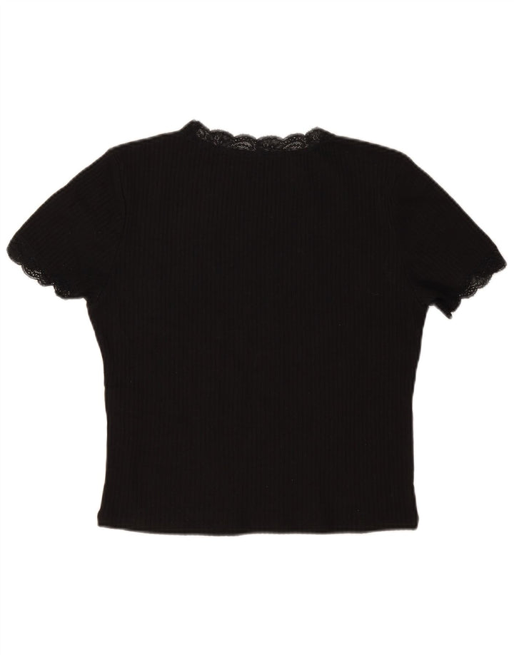 Top corto da donna Zara in camicetta UK 14 grande cotone nero