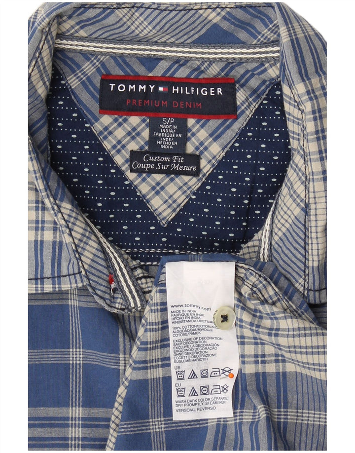 TOMMY HILFIGER Camicia da uomo su misura in cotone a quadri blu piccolo