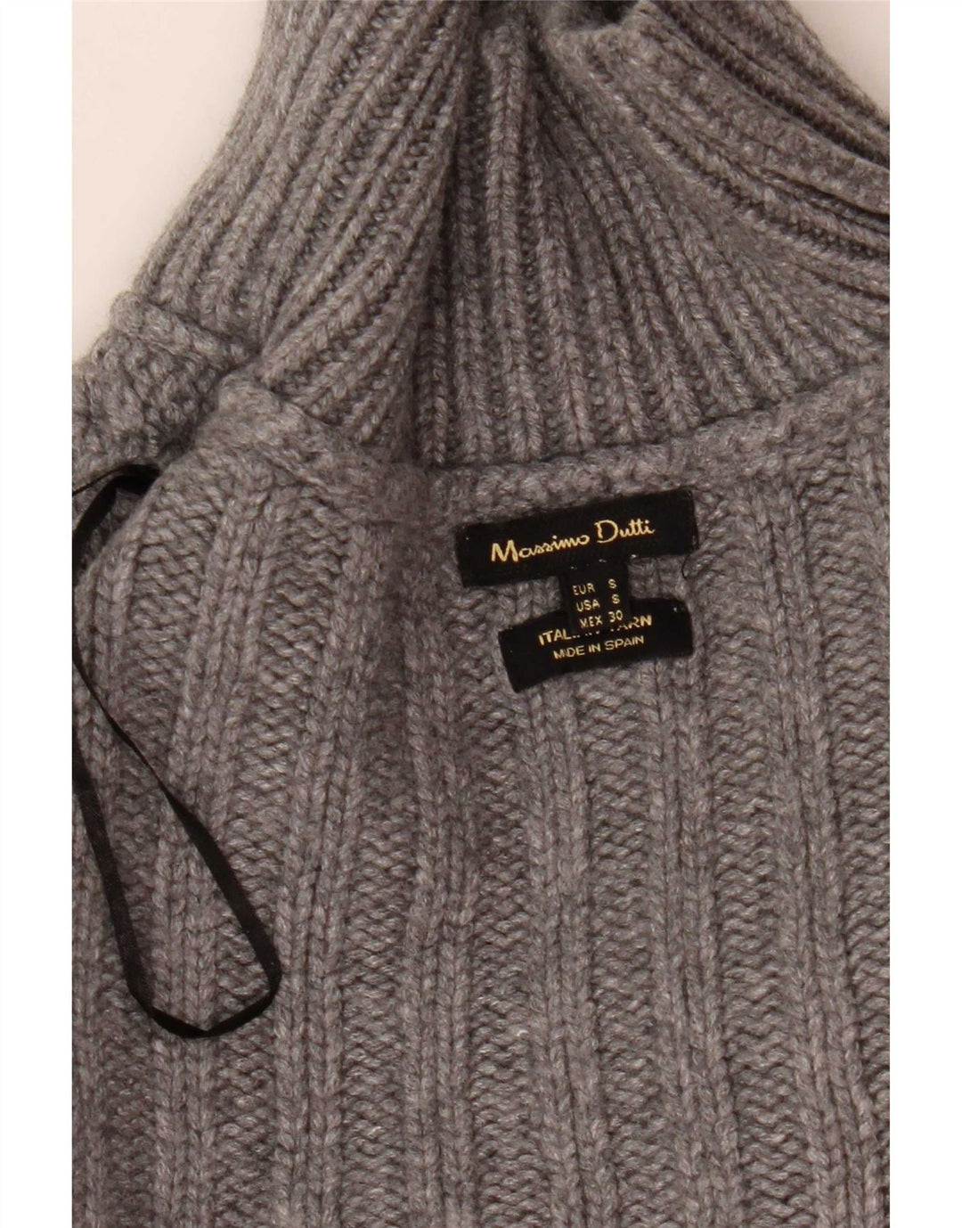 Massimo Dutti Maglione corto da donna con collo alto e collo alto UK 10 piccolo grigio