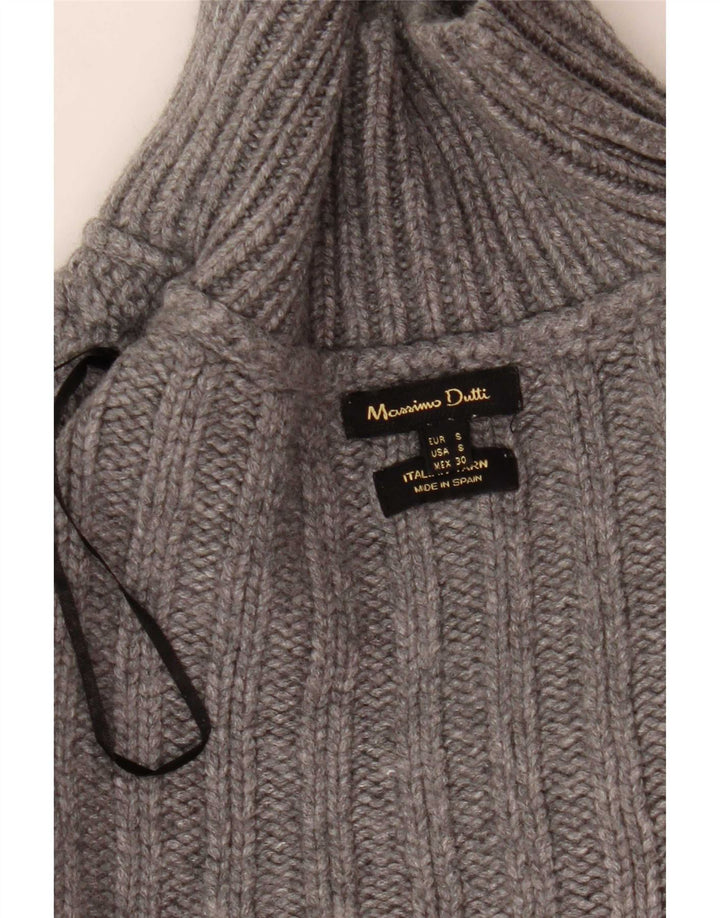 Massimo Dutti Maglione corto da donna con collo alto e collo alto UK 10 piccolo grigio