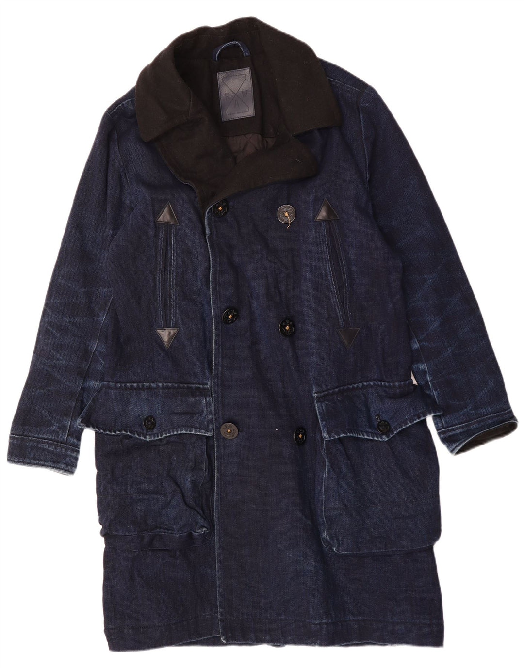 Cappotto in denim doppio petto da uomo G-Star Raw UK 40 Large in cotone blu navy