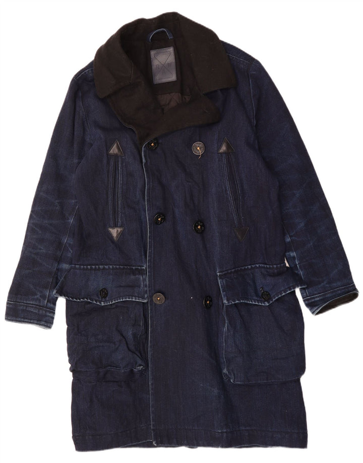 Cappotto in denim doppio petto da uomo G-Star Raw UK 40 Large in cotone blu navy