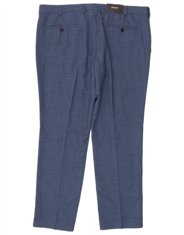 Pantaloni da abito slim fit da uomo DKNY W38 L29 lana blu
