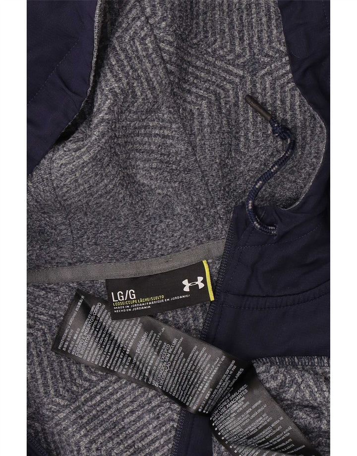 Felpa con cappuccio e zip da uomo Under Armour, grande, in poliestere color block grigio