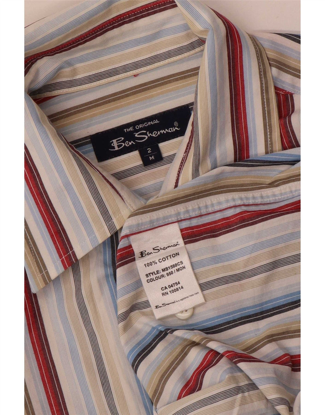 Camicia a maniche corte da uomo Ben Sherman in cotone a righe multicolore medio