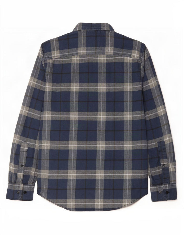 Camicia Hollister da uomo elasticizzata piccola in cotone scozzese blu navy