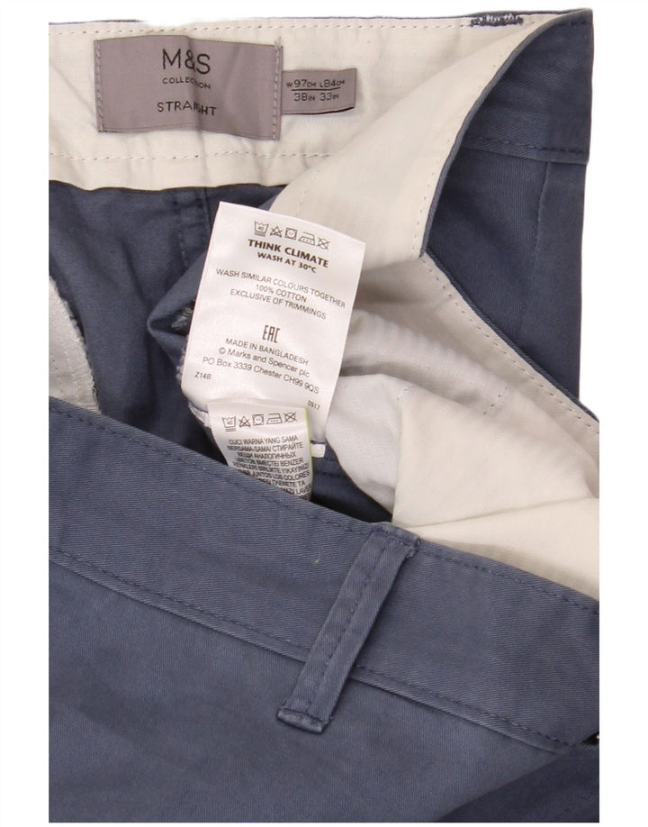 Pantaloni chino dritti da uomo Marks & Spencer W38 L33 cotone blu