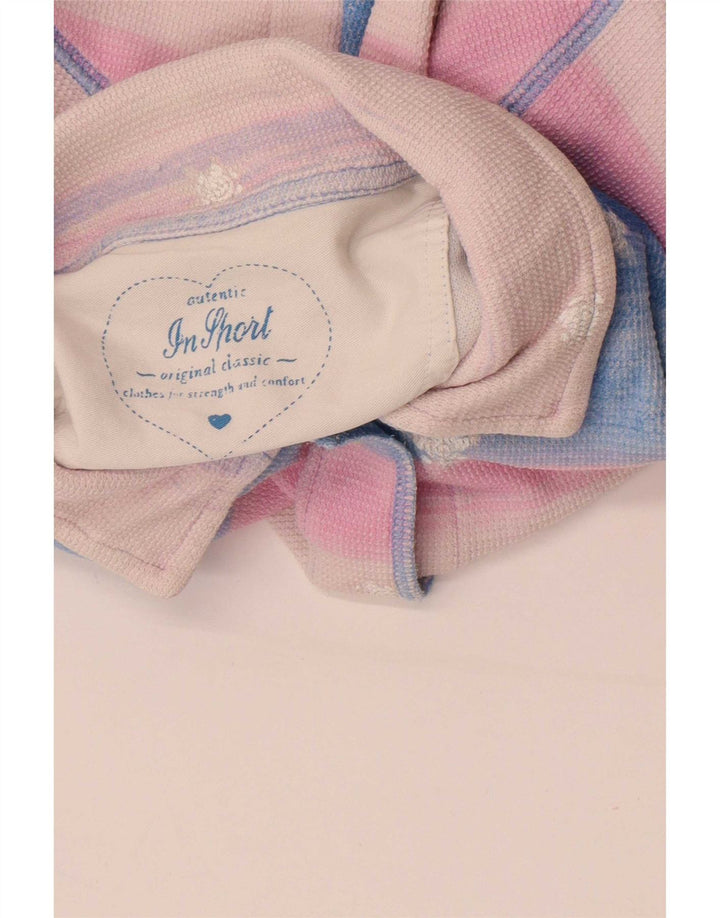 Camicia vintage da donna con motivo astratto, camicetta UK 16, grande a righe blu
