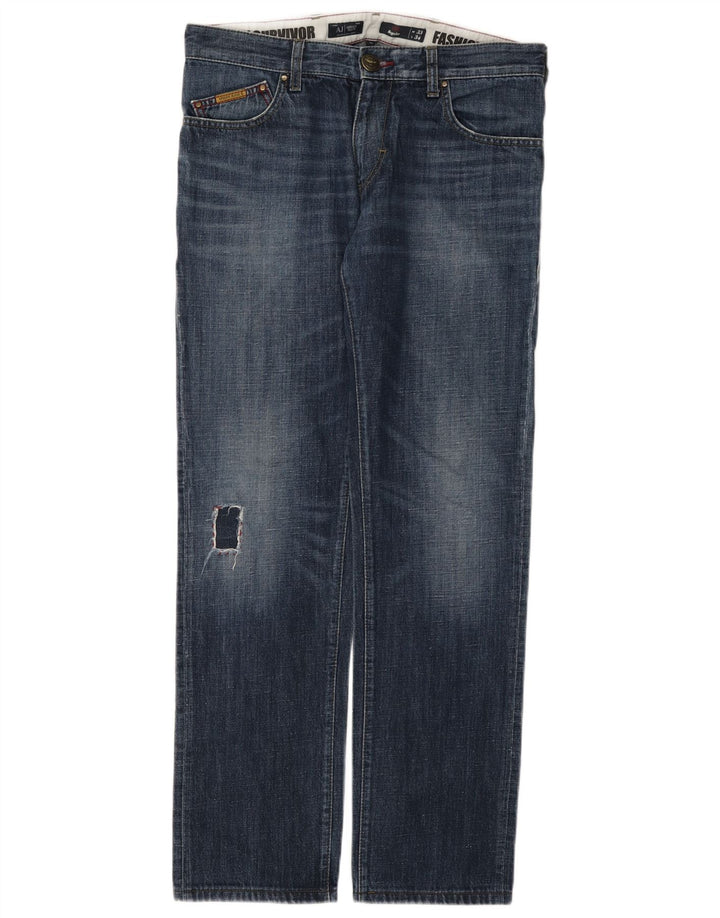 Armani Jeans Jeans dritti regolari da uomo W33 L34 cotone blu navy