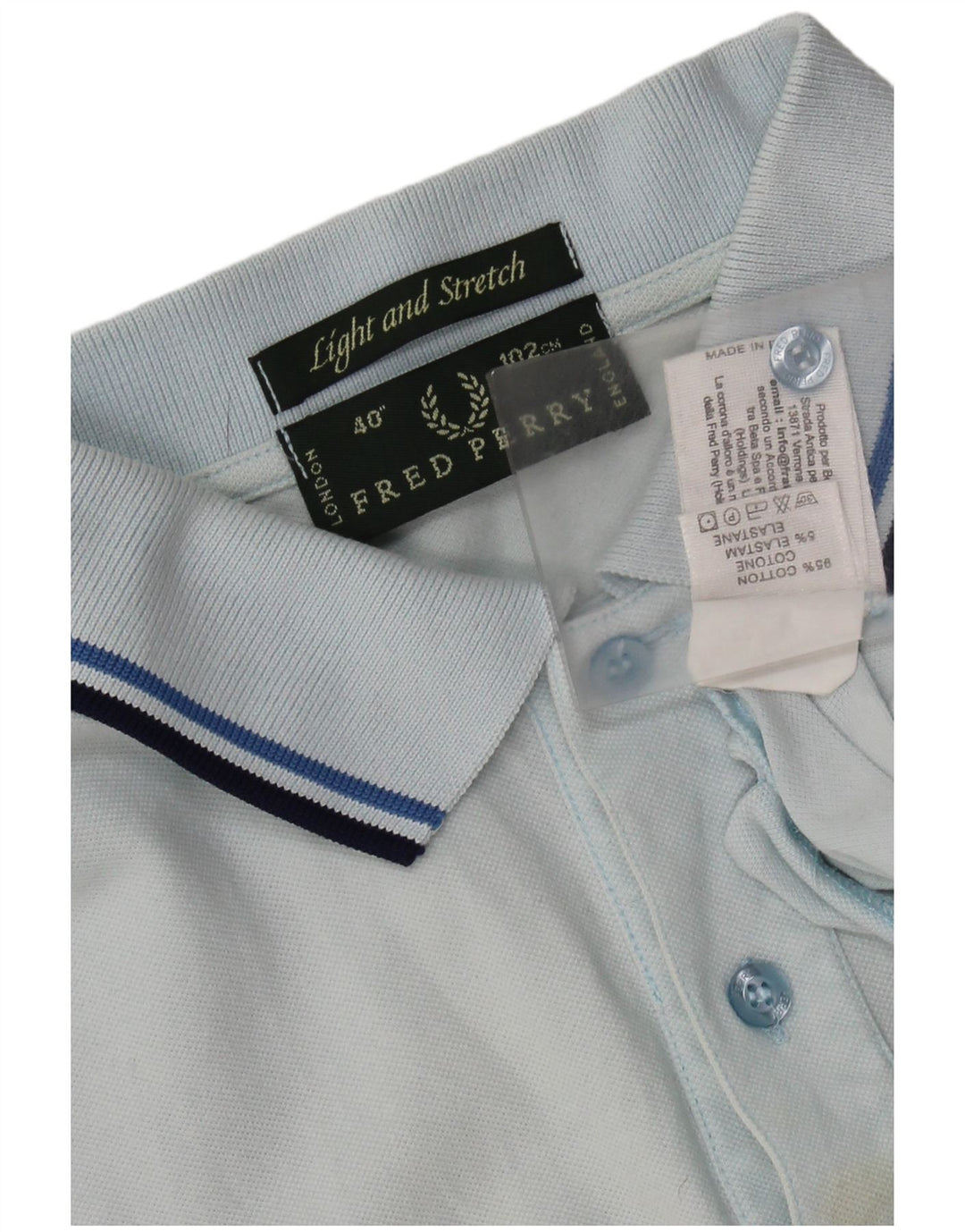 FRED PERRY Polo da uomo leggera ed elasticizzata piccola in cotone blu