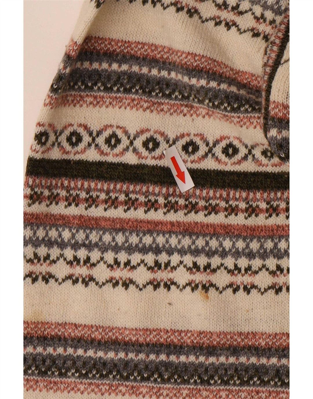 Maglione maglione girocollo da uomo vintage grande Fair Isle bianco sporco