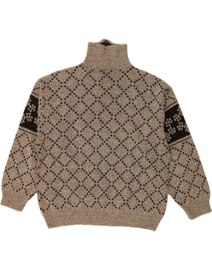 MAURO LESANDRO Mens Zip Neck Jumper Sweater XL Grey Argyle/Diamond Vintage Mauro Lesandro and Second-Hand Mauro Lesandro from Messina Hembry 