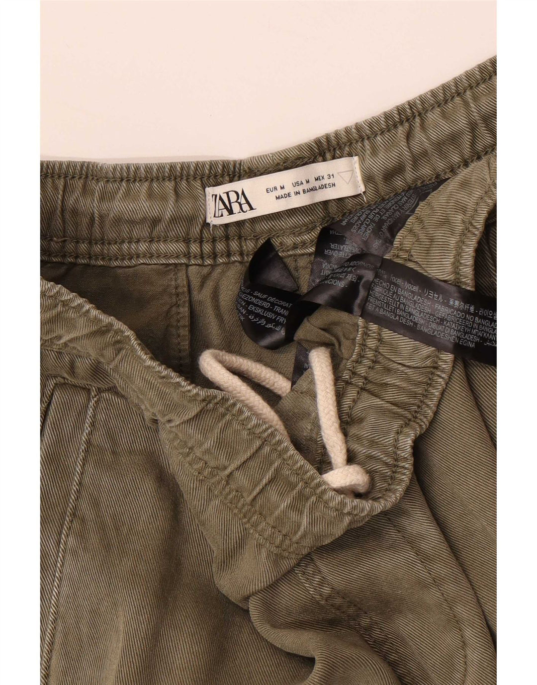 Pantaloni cargo da jogging da uomo Zara medi W31 L26 Lyocell kaki