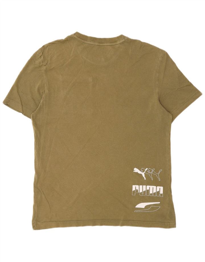 T-shirt grafica da uomo Puma Top Small in cotone kaki