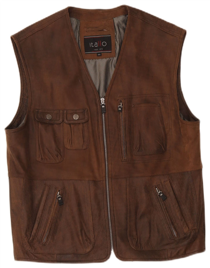 Gilet in pelle da uomo Itallo IT 50 Large Marrone