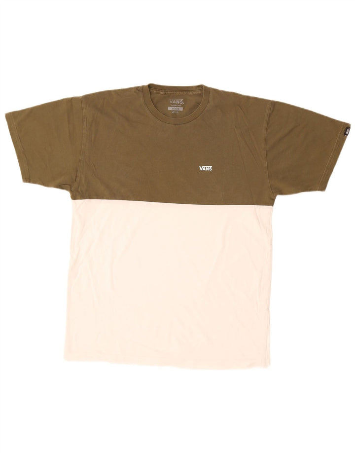 T-shirt da uomo dalla vestibilità classica di Vans, in cotone color block medio kaki