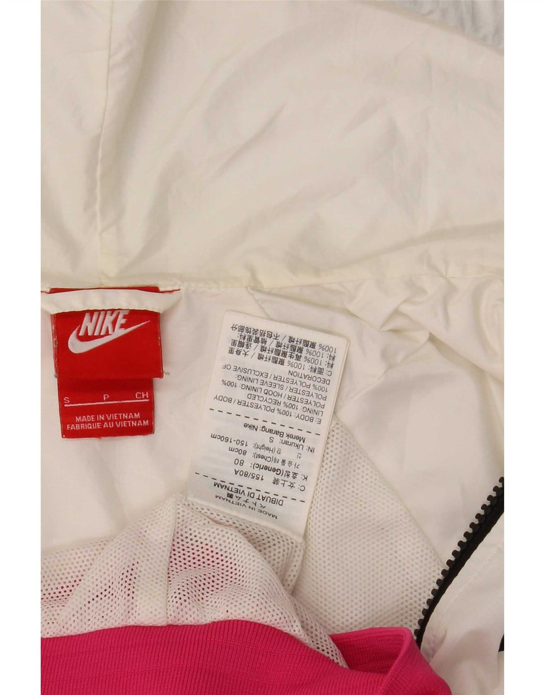 Giacca antipioggia con cappuccio Nike da donna UK 10 Small Rosa Poliestere color block
