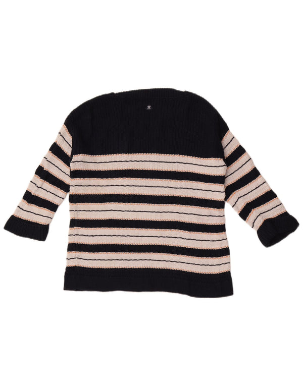 Maglione maglione con scollo a barca da donna Barbour UK 8 piccolo a righe blu navy