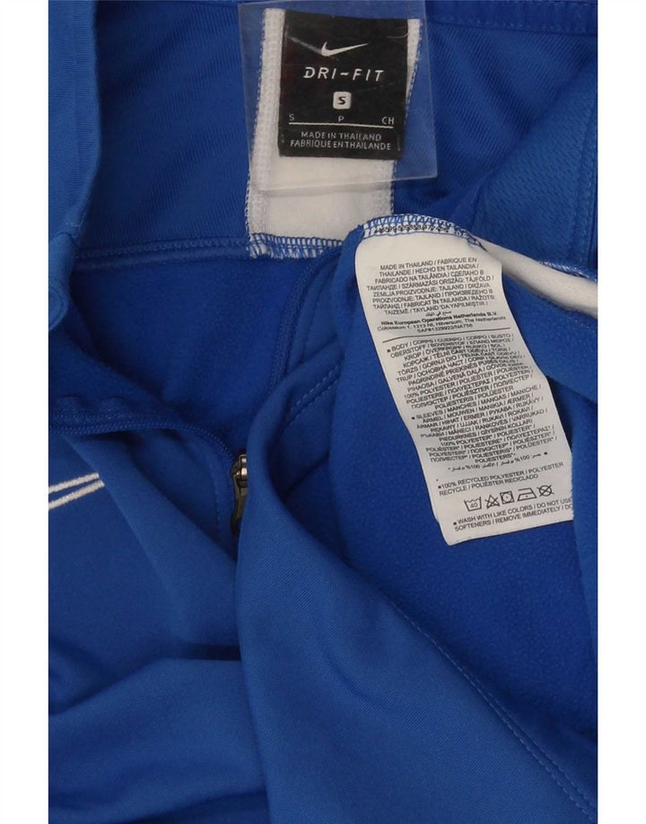 Nike - Maglia da tuta pullover con zip e collo da uomo, piccola, in poliestere color block blu
