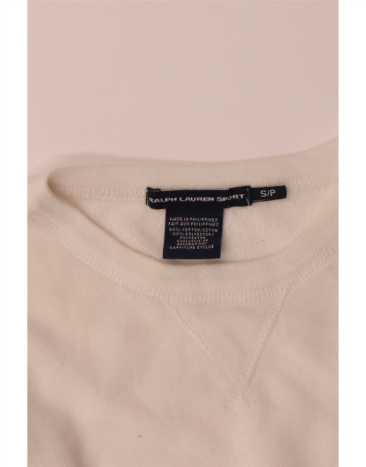 Felpa da donna Ralph Lauren maglione UK 10 piccolo cotone bianco