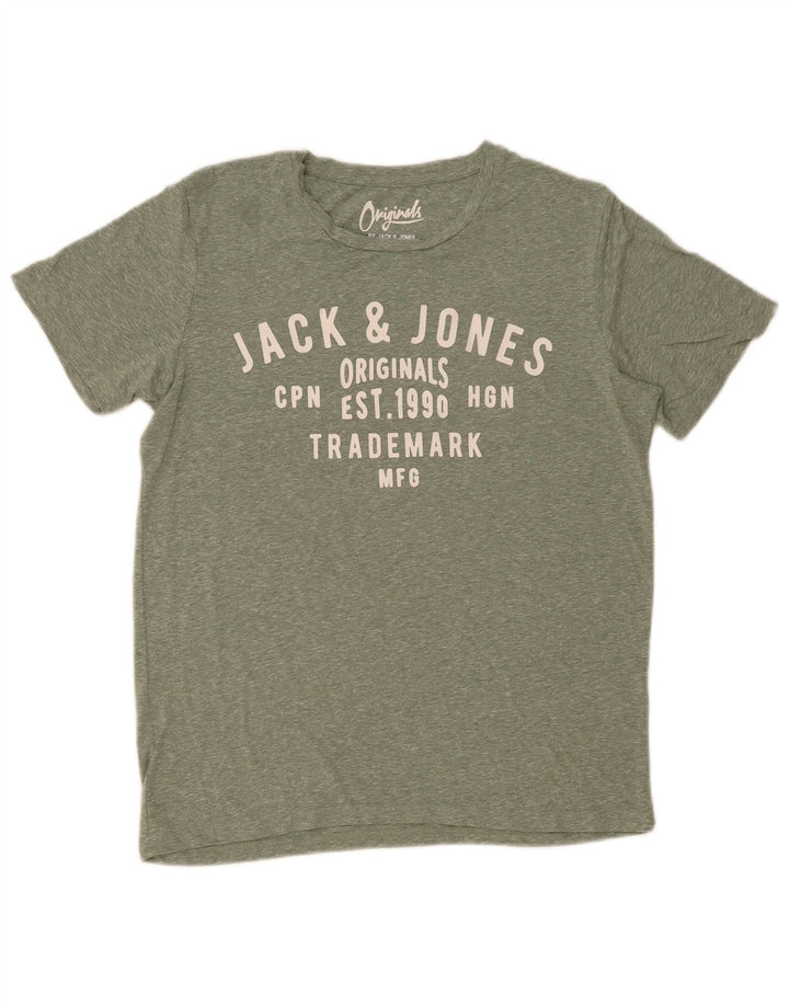 T-shirt grafica da uomo Jack & Jones Top in poliestere chiazzato verde piccolo