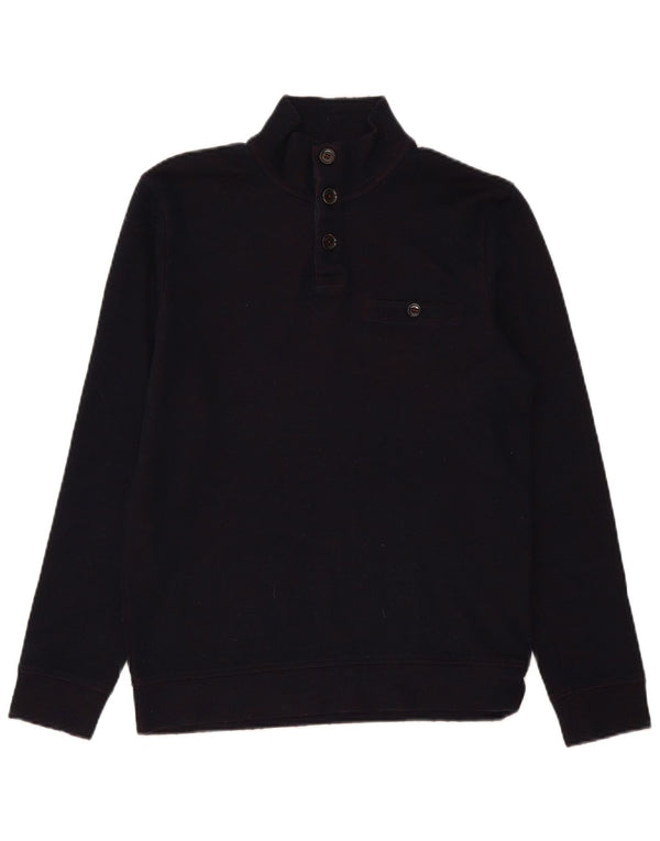 Ted Baker Maglione da uomo con collo a bottoni taglia 2 piccolo blu navy moderno