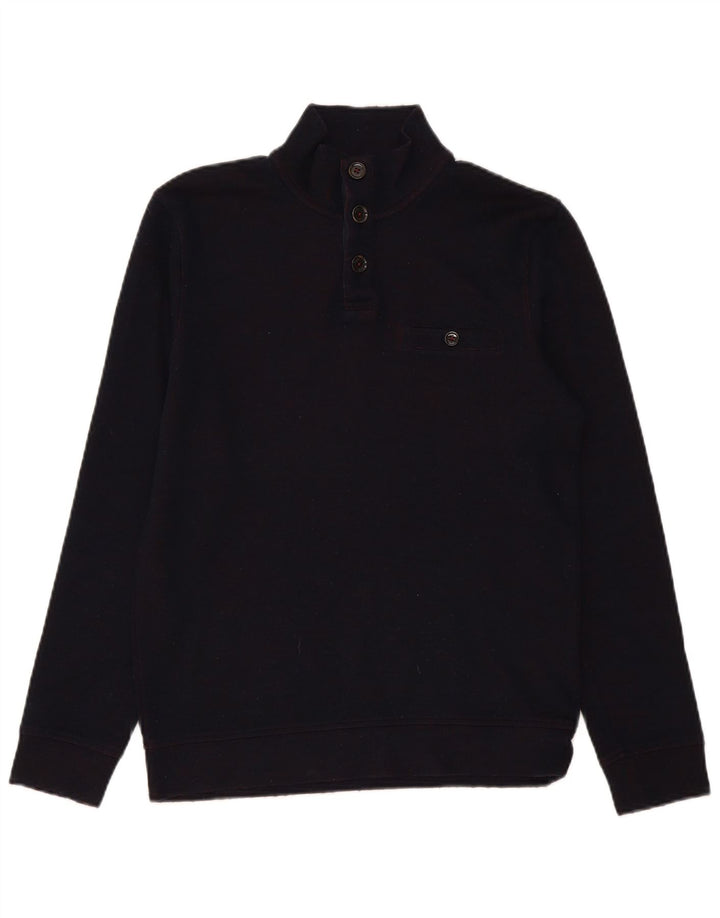 Ted Baker Maglione da uomo con collo a bottoni taglia 2 piccolo blu navy moderno
